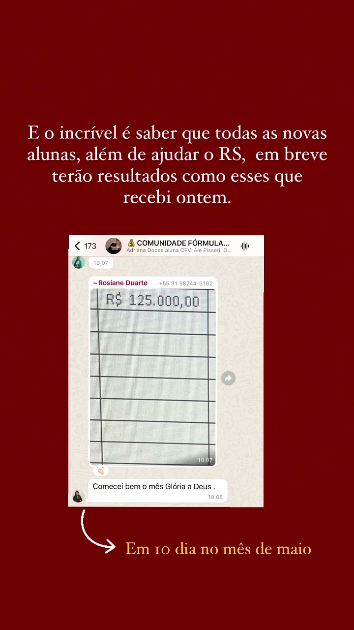 Rosiane Duarte — R$125.000 em 10 dias