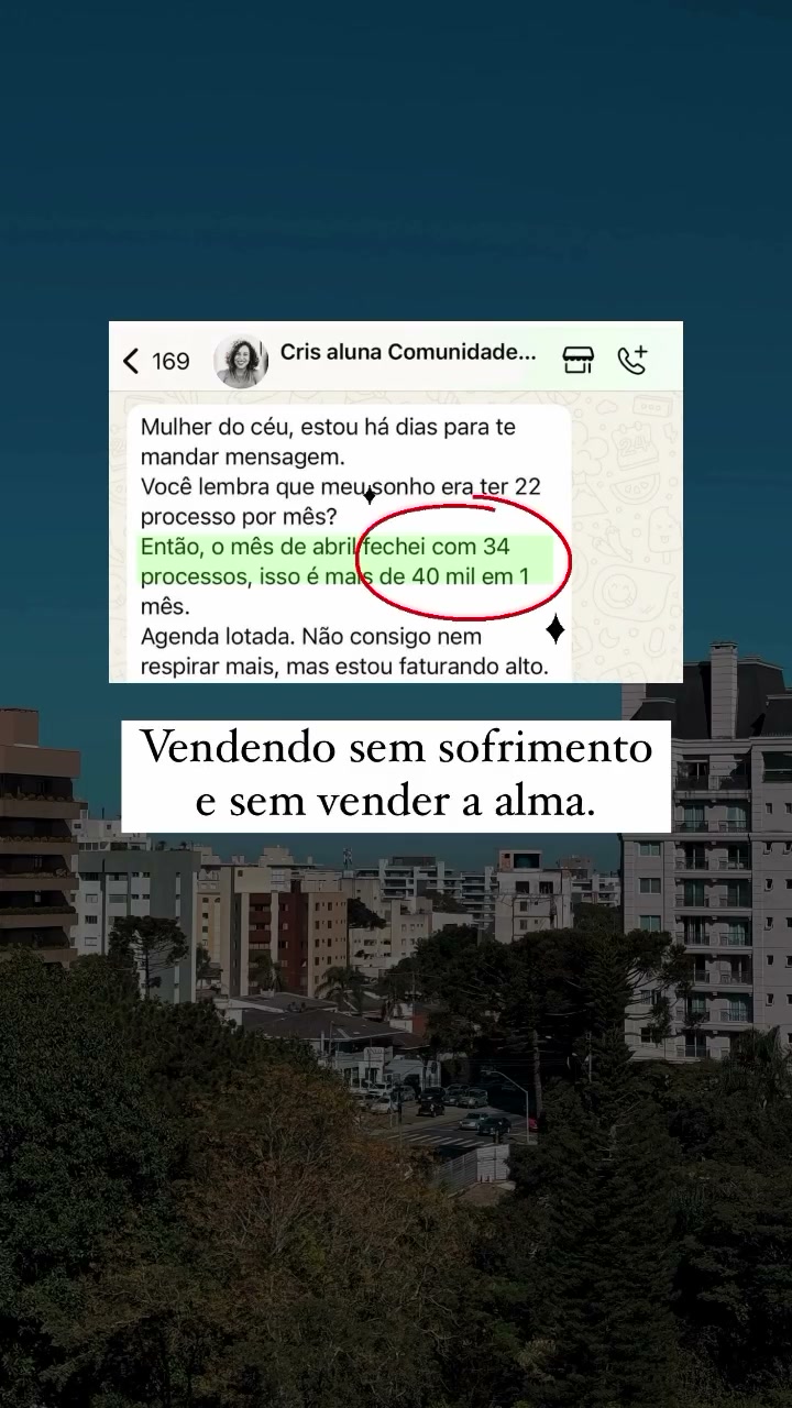 Cris — fechou 34 processos, +R$40k em 1 mês