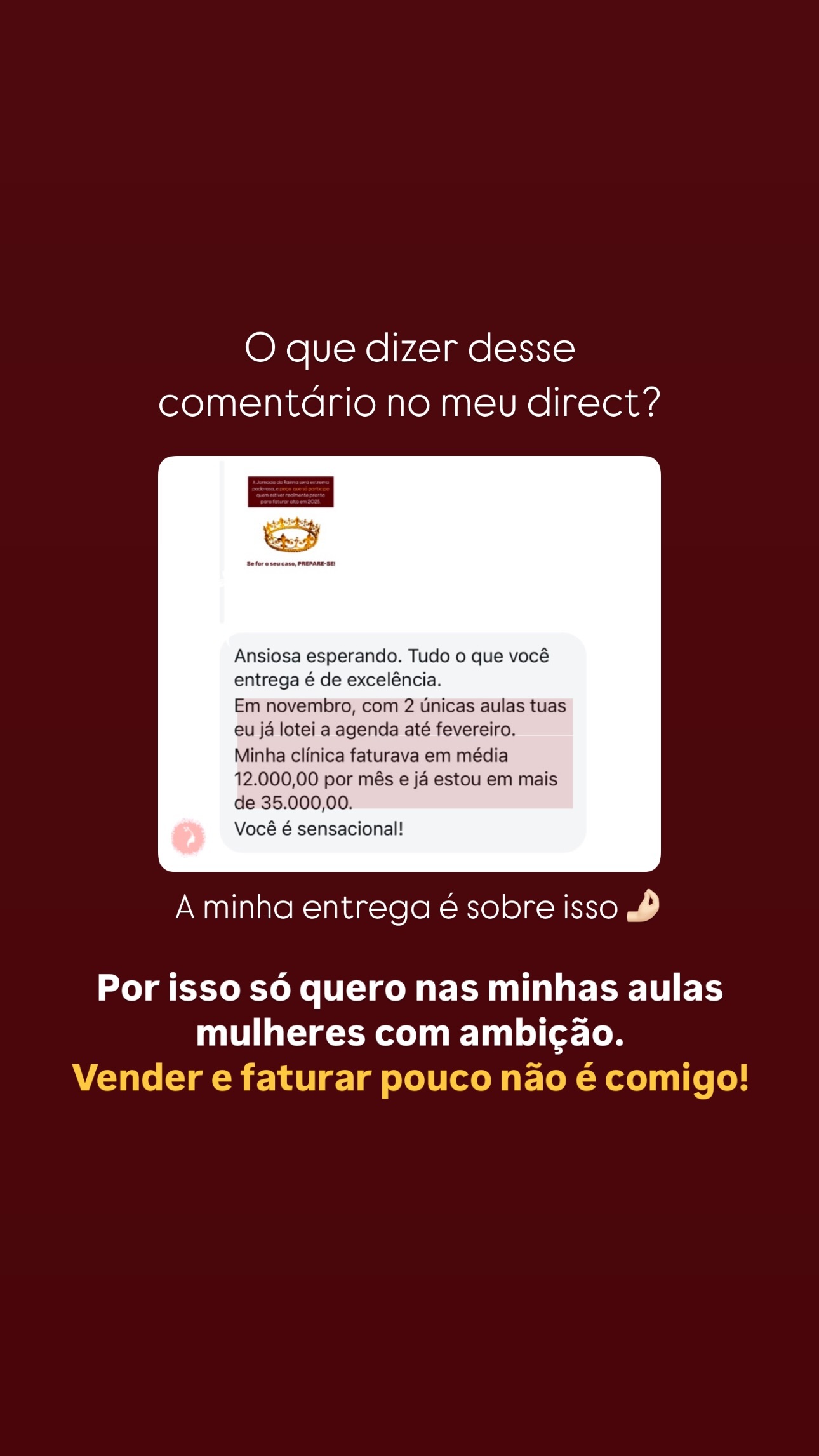 Clínica — de R$12k para R$35k/mês